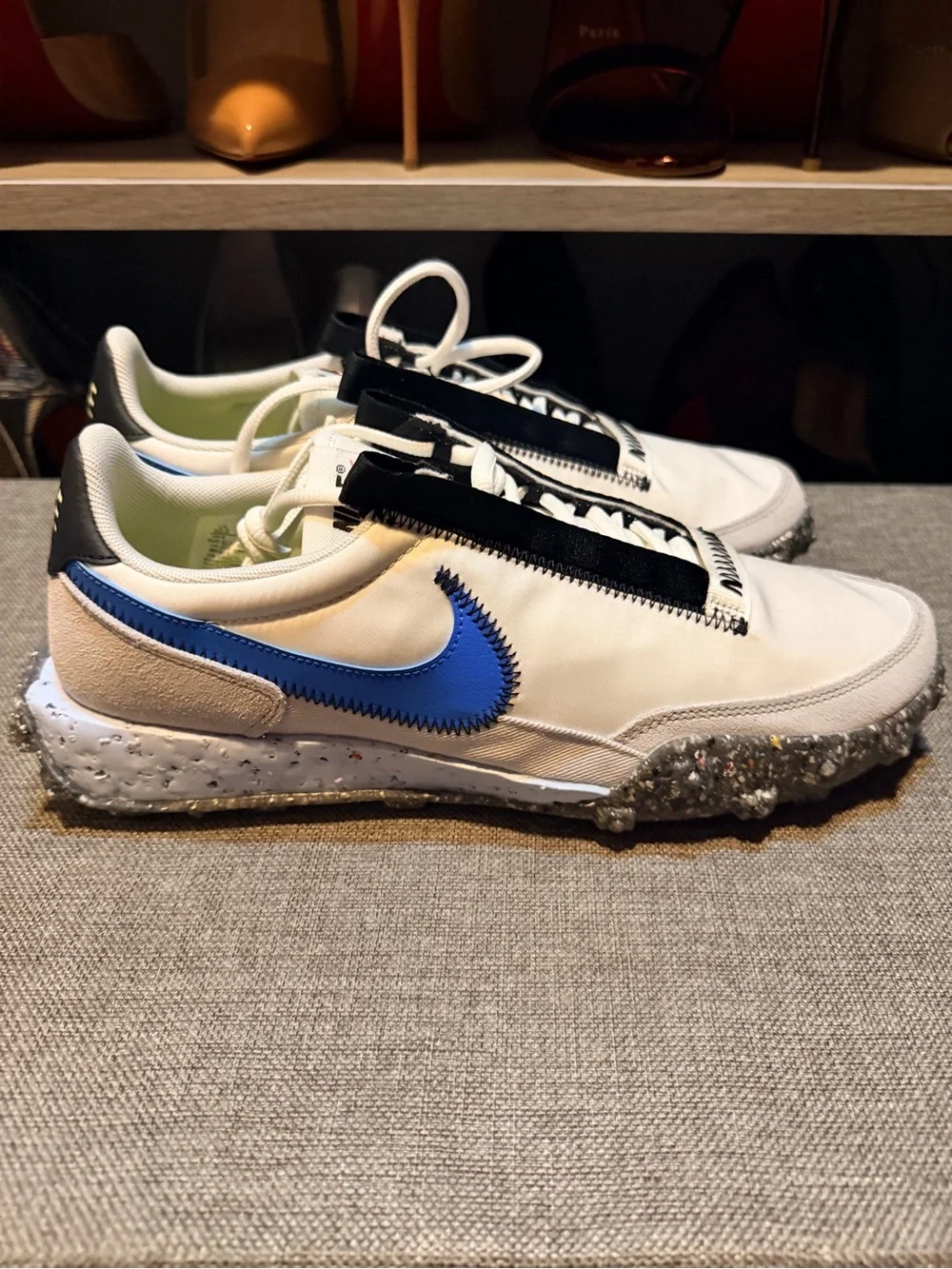 Unisex Nike White and Black Waffle-Style Sneakers